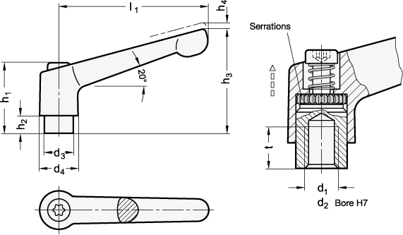 Adjustable Hand Levers GN 300.1 sketch