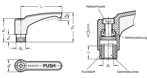 Sicherheits Klemmhebel GN 604.2 Skizze