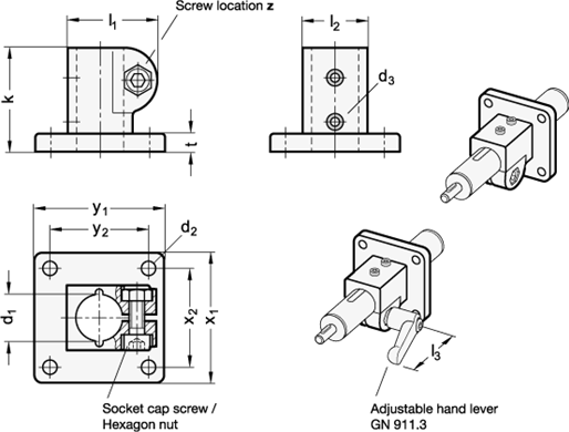 Base Plate Linear Actuator Connectors GN 162.1 sketch