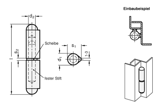 Scharniere GN 128.2 Skizze