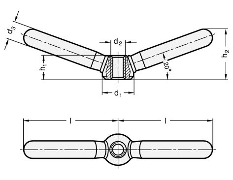 Doppelarmige Spannmuttern GN 99.7 Skizze