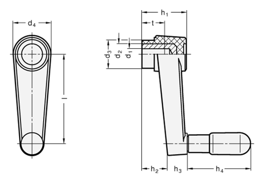 Handkurbeln mit Sackloch H9 GN 570.2 Skizze