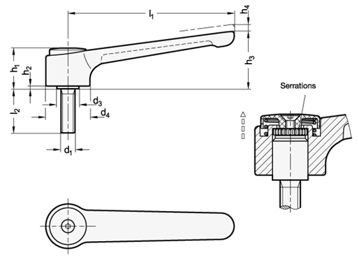 Flat Adjustable Tension Levers GN 126 sketch