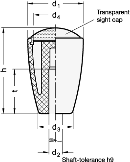 Tapered Knobs plastic press on type GN 518 sketch