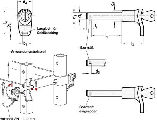 Edelstahl Steckbolzen GN 314 Skizze