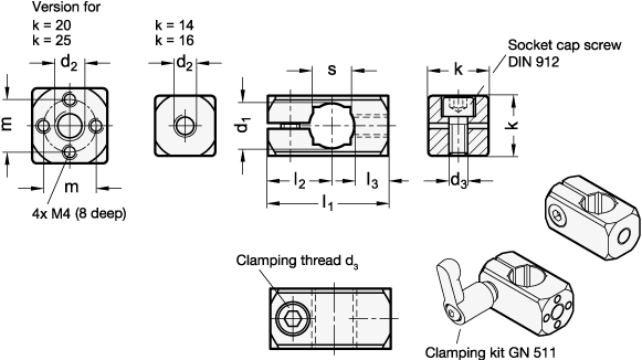 Attachment Mounting Clamps GN 478 sketch