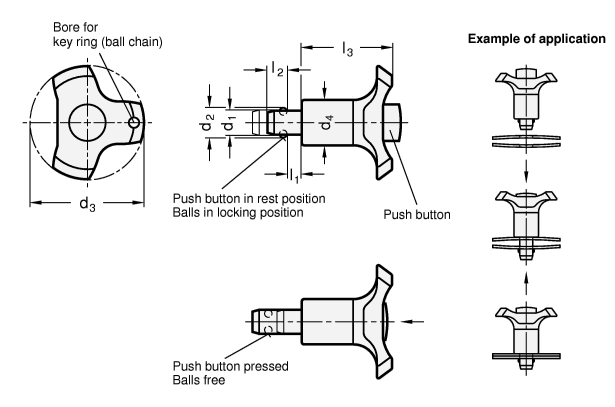 Stainless Steel Ball Lock Pins   GN 113.1 sketch