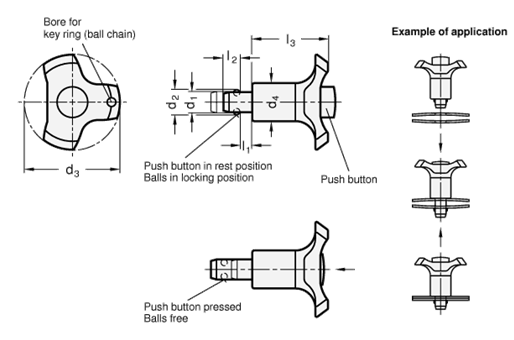 Stainless Steel Ball Lock Pins   GN 113.1 sketch
