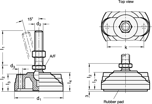 Stainless Steel Leveling Feet  GN 345.5 sketch
