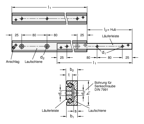 Teleskop Linearkugellager GN 2404 Skizze