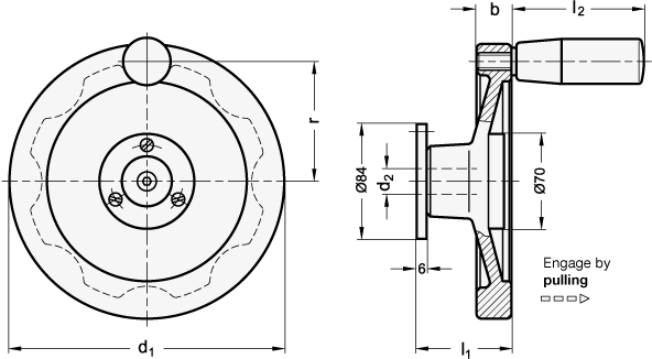 Safety Handwheels rim polished GN 327 sketch