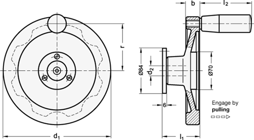 Safety Handwheels rim polished GN 327 sketch