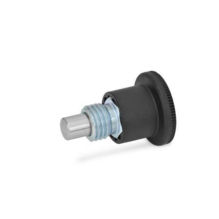 Mini Indexing Plungers steel  blackened  knob plastic GN 822.6