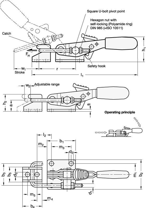 Stainless Steel Latch Type Toggle Clamps GN 851.3 sketch