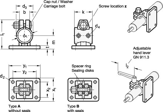 Flanged Linear Actuator Connectors GN 146.15 sketch