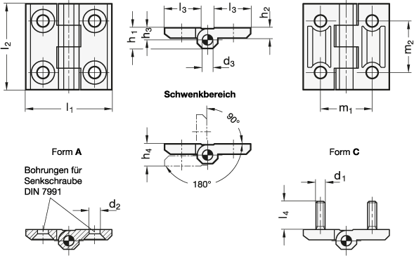 Edelstahl Scharniere GN 237 Skizze