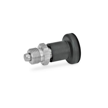 Stainless Steel Indexing Plungers knob plastic  black GN 607.1