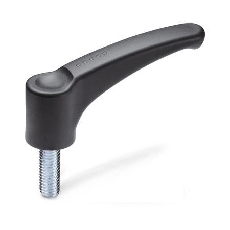 Clamping Levers with threaded stud  steel  zinc plated GN 601