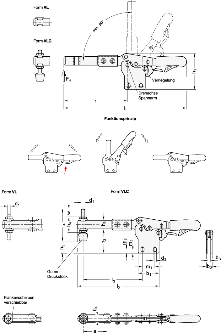 Schnellspanner mit verlaengertem Spannarm GN 820.4 Skizze