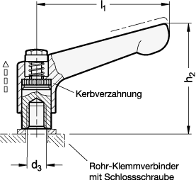 Verstellbare Edelstahl Klemmhebel GN 911.3 Skizze