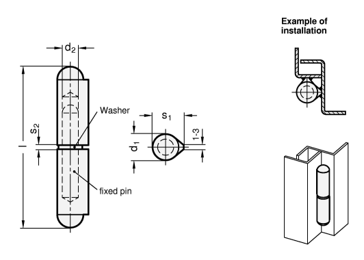 Stainless Steel Hinges GN 128.2 sketch