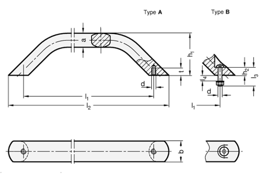 Cabinet U Handles GN 428 sketch