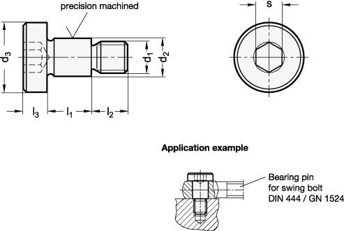 Cylinder Head Shoulder Bolts Steel blackened GN 732.1 sketch