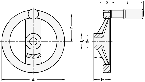 Spoked Handwheels Aluminium GN 324 sketch