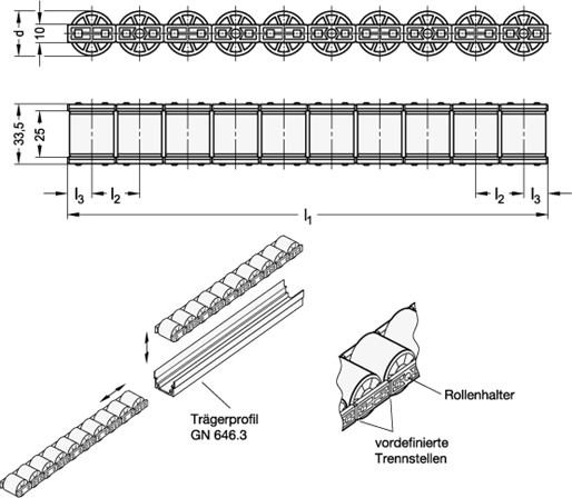 Rollenleisten GN 646.1 Skizze