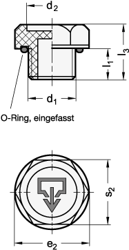 Verschlussschrauben O Ring eingefasst GN 740.2 Skizze