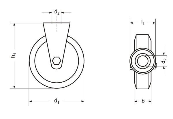 Apparate Bockrollen mit Rueckenloch Edelstahl HA 5104 Skizze