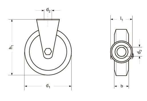 Apparate Bockrollen mit Rueckenloch Edelstahl HA 5104 Skizze