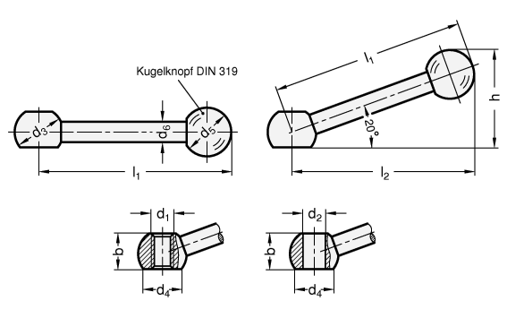 Kugelgriffe DIN 6337 Skizze