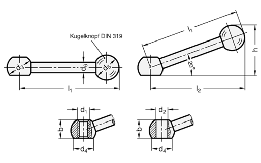 Kugelgriffe DIN 6337 Skizze