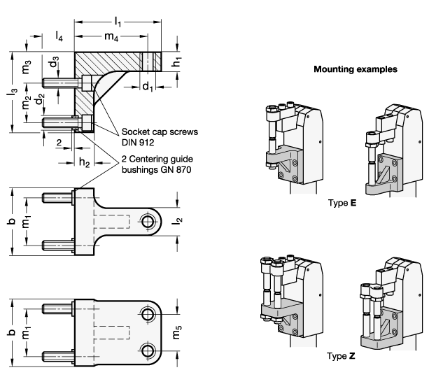 Static Holders for Clamping Bolts GN 867.1 sketch
