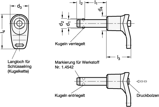 Edelstahl Kugelsperrbolzen GN 113.12 Skizze