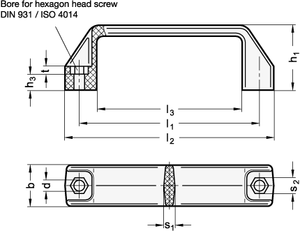 Cabinet U Handles Plastic GN 528.3 sketch