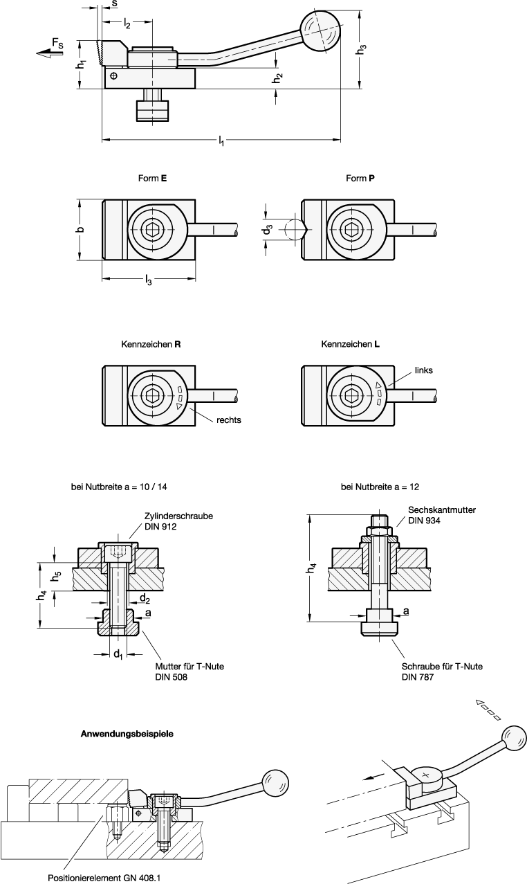 Niederzugspanner GN 9190 Skizze