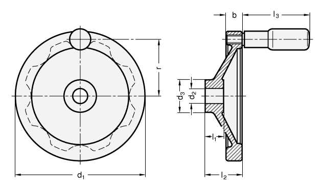 Scheibenhandraeder Aluminium GN 321 Skizze