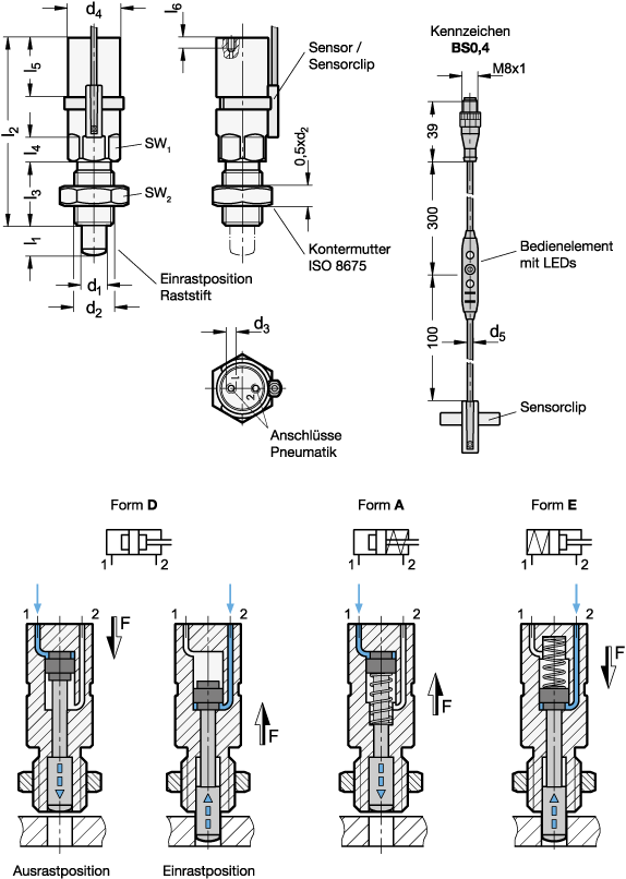 Edelstahl Rastbolzen GN 817.7 Skizze