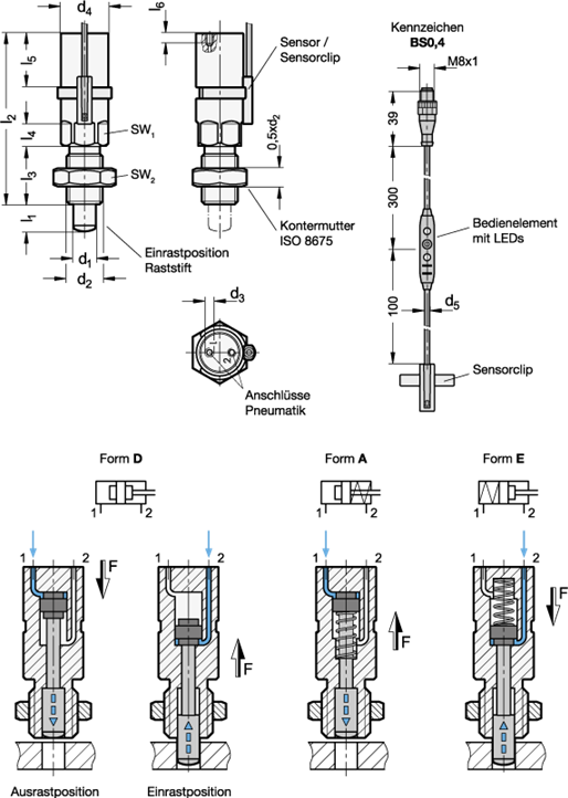 Edelstahl Rastbolzen GN 817.7 Skizze