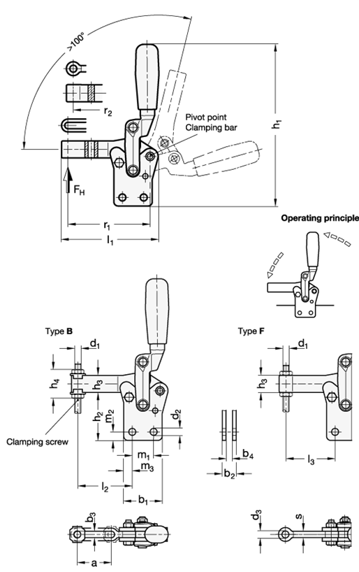 Toggle Clamps Steel  blackened GN 910.1 sketch