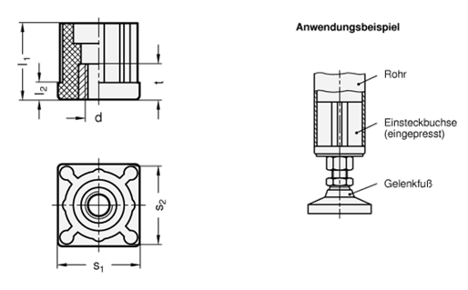 Einsteckbuchsen GN 448 Skizze