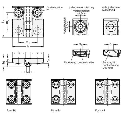 Scharniere GN 238 Skizze