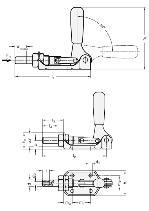 Push Pull Type Toggle Clamps Steel  zinc plated GN 841 sketch