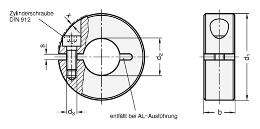 Geschlitzte Stellringe GN 706.2 Skizze