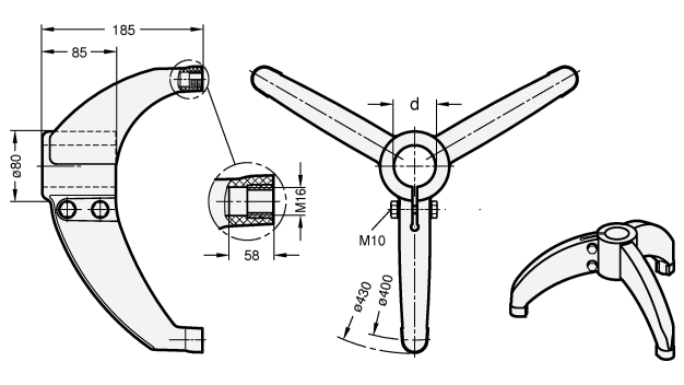 Fuss Klemmverbinder GN 82 Skizze