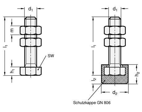 Edelstahl Andrueckschrauben GN 807 Skizze