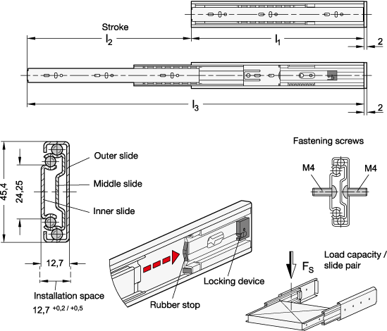 Telescopic Slides GN 1414 sketch
