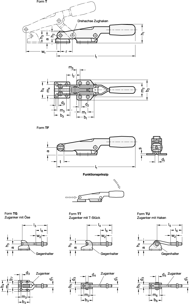 Edelstahl Verschlussspanner GN 850.1 Skizze